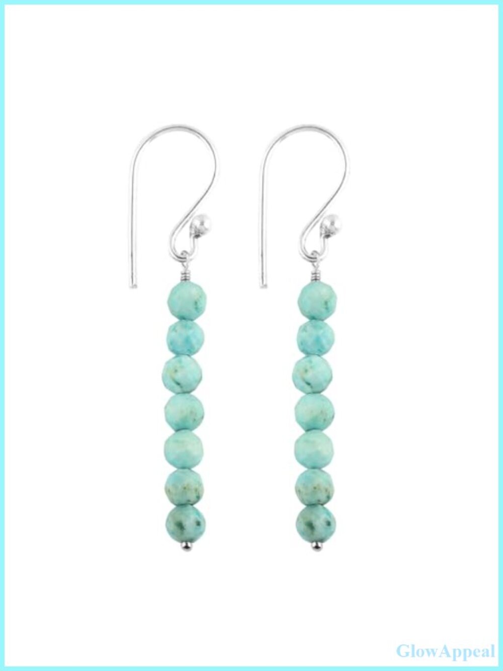Larimar Crystal Beaded Dangle Earrings 925 Sterling Silver Chakra Healing